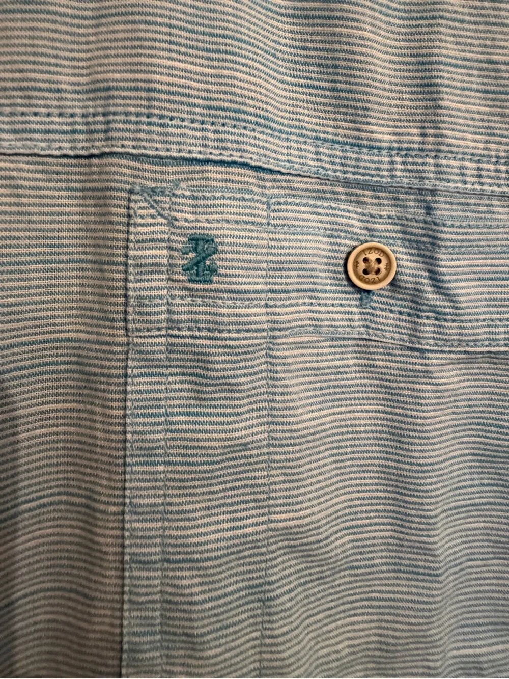 IZOD Saltwater Mens Shirt Blue/ White Fine Stripe Short Sleeve Cotton Size XXL